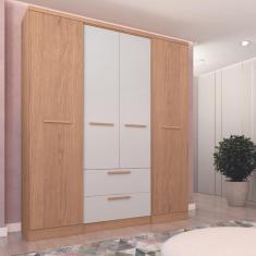 Guarda Roupas Solteiro 4 Portas 2 Gavetas Aspen Móveis Castro - Angelin/Blanc