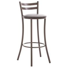 Banqueta Alta em Aço para Cozinha com Encosto Marrom