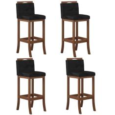 Conjunto 4 Banquetas Alta em Madeira Maciça Londres CCS Pinhão