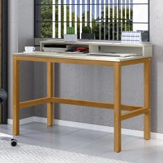 Escrivaninha 110cm Pés em Madeira Maciça California Tebarrot Off White/Amêndoa