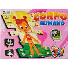 Quebra-Cabeça em Madeira, Corpo Humano, Rosa, 14 peças, Papertoy