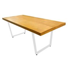 Mesa Madeira Maciça para Área Gourmet Lanna com Ferragem 1,50m Branco