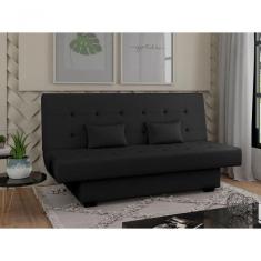 Sofá Cama Casal 3 Lugares Laila - Preto Korino
