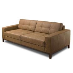 sofá 3 lugares barone molas ensacadas couro marrom 240 cm