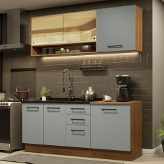 Cozinha Completa Madesa Agata 180002 Com Armário E Balcão (sem Tampo E Pia) - Rustic/cinza