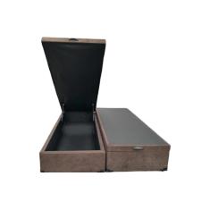 Cama Box Baú Casal Bipartido Suede Marrom