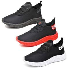 3 Tênis Colmeia Feminino Esportivo  Preto - Evoltenn, Preto, 37