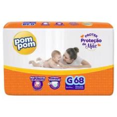 Fralda Infantil Pom Pom Mamãe/Derma Protek Hiper - PomPom, G, 68