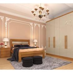 Quarto Casal Completo Guarda Roupa 6 Portas Veneza com Cama e Mesa de 