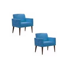 Kit 02 Poltronas Decorativas Emília Pés Palito Suede - DS Estofados, A