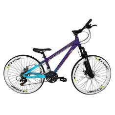 Bicicleta Aro 26 Vikingx Tuff X44 Roxo/Azul 21v Alumínio Freio a Disco