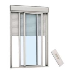 Porta Integrada Veneziana Alumínio 237 x 150 x 14cm 3 Folhas Vidro Int