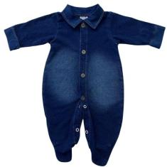 Macacão Bebê Menino Jeans - muleka sapeka, Azul, M