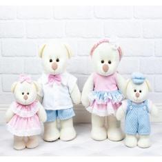Urso familia chá revelação pelucia palha com 4 pçs  - CKD CONFECCOES, 