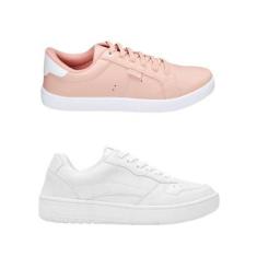 Kit 2 Pares Tênis Feminino Casual Básico Cadarço Modernos-Feminino