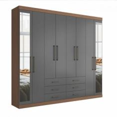 Guarda Roupa Casal Havana Master 8 Portas 6 Gavetas Com Espelho Jatoba