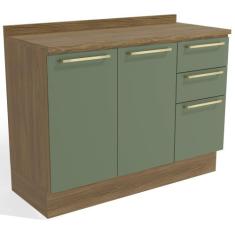 Armário de Cozinha Balcão 2 Portas e 3 Gavetas 120cm com Tampo M624 Bo
