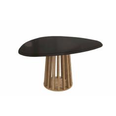 Mesa p/ Cozinha Lavanda c/ Tampo Madeirado c/ Vidro 135x105cm Nogueira/Preto Fosco - Kappesberg