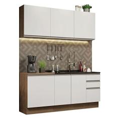 Cozinha Completa Madesa Glamy 180005 com Armário e Balcão (sem Tampo e Pia) - Rustic/brancode Cozinha Compacta 180cm Rustic Branco Glamy Madesa 05
