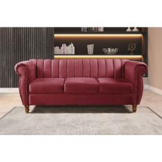 Sofá Chesterfield Realeza 3 Lugares Decoração Retrô