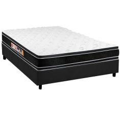 Cama Box Casal: Colchão Espuma D33 Castor Black E White + Base Crc Suede Gray(138x188)