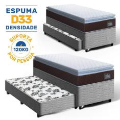 Cama Box com Colchão de Espuma D33 Pillow Top Comfort Luxo Auxiliar de