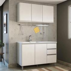 Cozinha Compacta Balcão para Pia/Cuba e Armário Aéreo Triplo Evidence 