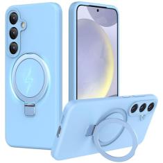 Jockvo Capa de telefone com suporte magnético invisível para Samsung Galaxy S24 Plus de 6,7 polegadas, silicone compatível com proteção total de câmera de grau militar Magsafe, capas de telefone para