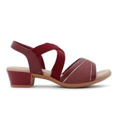 Sandália Usaflex Tiras Salto Bloco Feminina-Feminino