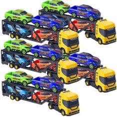 Caminhão Carreta Cegonheira Cegonha + 2 Carrinhos Brinquedo Infantil M
