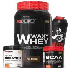 Kit Whey Protein Waxy Whey Pote 2kg + BCAA 4,5 100g + Power Creatina 1