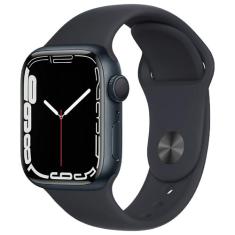 Apple Watch Series 7 (GPS, 41mm) - Caixa de Alumínio Meia-Noite - Pulseira Esportiva Meia-Noite