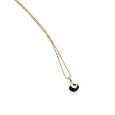 Colar Rommanel Banhado Ouro Pingente Solitário Cristal Preto