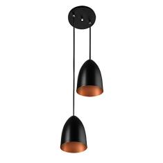 Pendente Cone Bala Sadan Aluminio Duplo Preto/Cobre