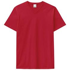 Camiseta Tradicional Manga Curta Decote V Malwee Masculino, Vermelho Escuro, P