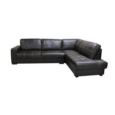 Sofá de Couro Canto Marrocos 3 lugares com Chaise Direita - Marrom