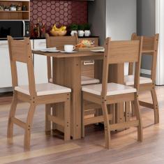 Conjunto Mesa De Jantar 4 Lugares Milano Branco Com Savana