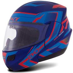 CAPACETE ESCAMOTEÁVEL PRO TORK ATTACK EVO FOSCO AZUL - VERMELHO TAM. 56