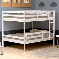 Beliche Casal Casal Dreams com Grade de Proteção Madeira Maciça Branco Megamobilia