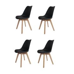 Conjunto Com 4 Cadeiras Saarinen Wood Preta