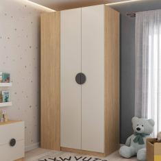 Guarda Roupa Infantil Modulado de Canto 2 Portas Joy Kids CabeCasa MadeiraMadeira Cinza/Avena