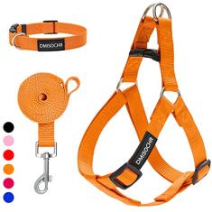 Peitoral antipuxão para cães – Conjunto de coleira ajustável para cães pequenos, médios e grandes – Peitoral macio à prova de fuga para caminhadas, treinamento, caminhadas, atividades ao ar livre