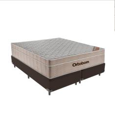 Cama Box Queen Marrom e Colchão Ortobom Airtech SpringPocket
