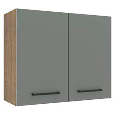 Armário Aéreo Madesa Agata 80 cm 2 Portas - Rustic/Cinza