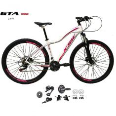 Bicicleta Aro 29 Ksw Mwza Feminina Kit 2x9 Sunrun Disco K7 11/36 Pedivela 24/38d Com Trava - Branco/pink/violeta Tam.17