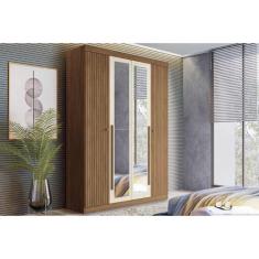 Guarda Roupa 4 Portas e 2 Gavetas c/ Espelho Buriti jatoba/Areia - San