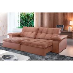 Sofá Retrátil e Reclinável Atlanta 2,50m 04 Lugares Mola Ensacada TXR,