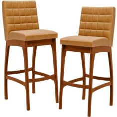 Kit 02 Banquetas Altas Para Cozinha Sala de Jantar Fixa Mila L02 Mater