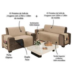 Protetor Impermeável para Sofá 2 e 3 Lugares - MR, Kaqui/Preto