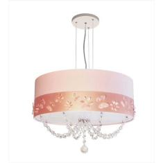 Lustre pendente flores e borboletas 40cm com cristais - Tom Luz